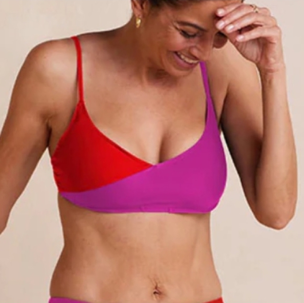🫟 Summersalt - NWT Marina Bikini Top • Hibiscus & Grapefruit, Sz 8